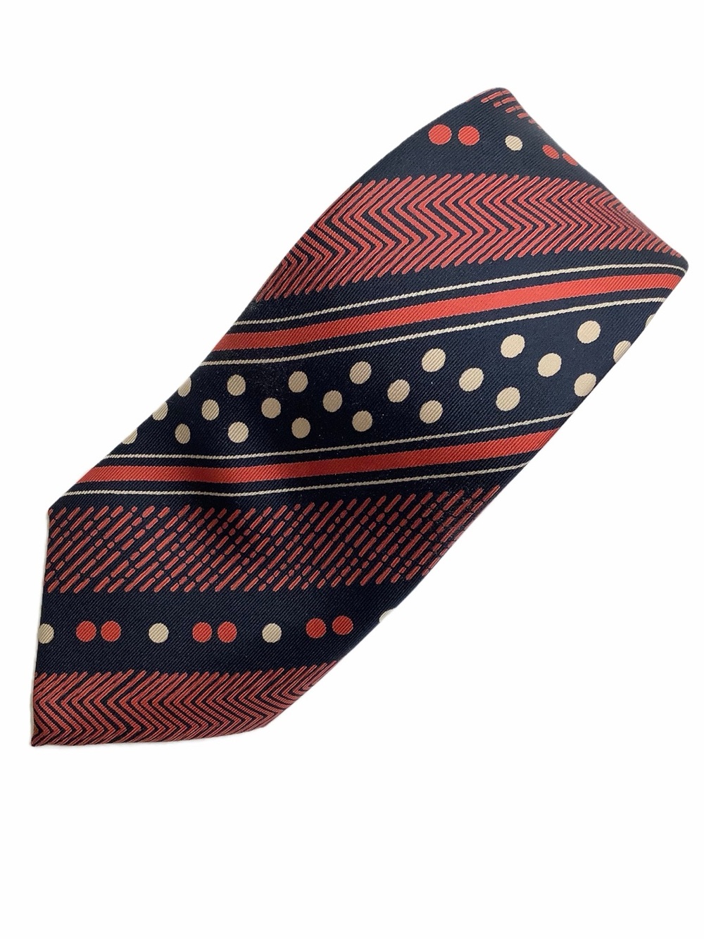 VINTAGE Navy Silk Stripe Tie & Pocket Square